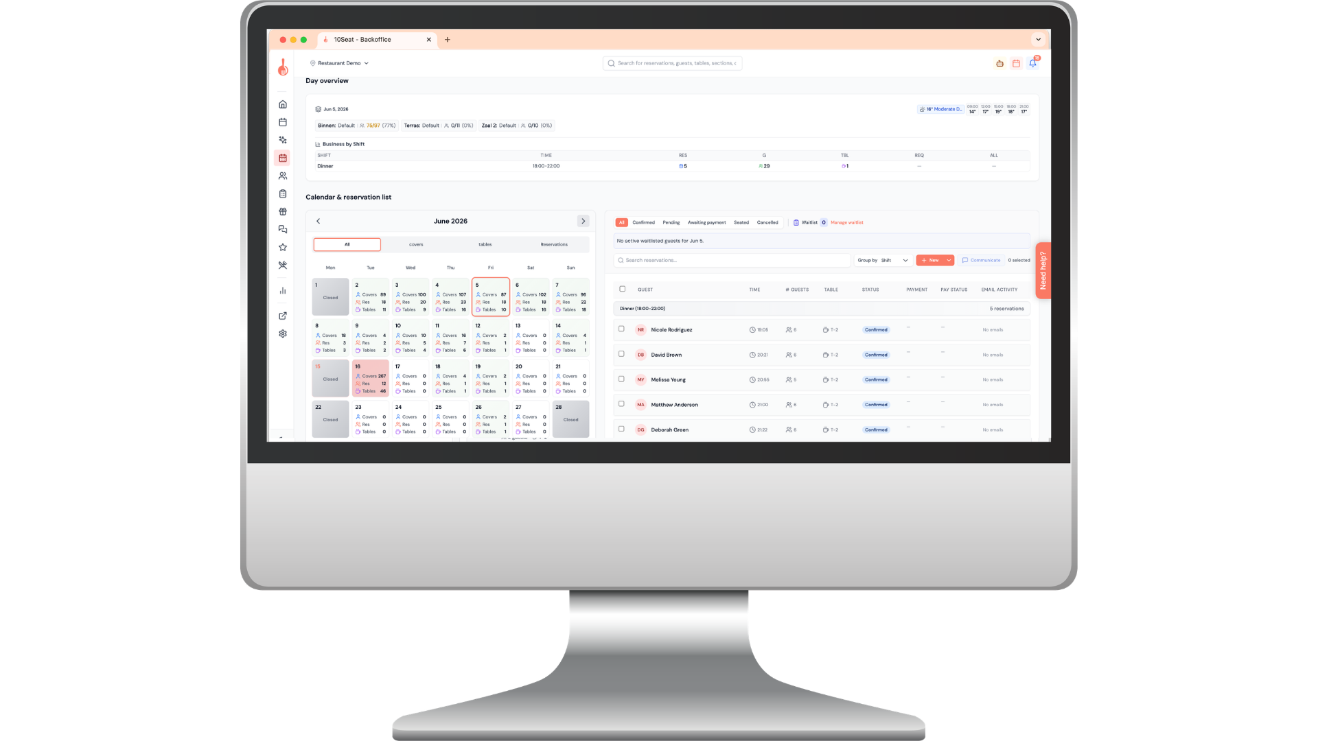 10Seat reservation management dashboard with online and offline bookings