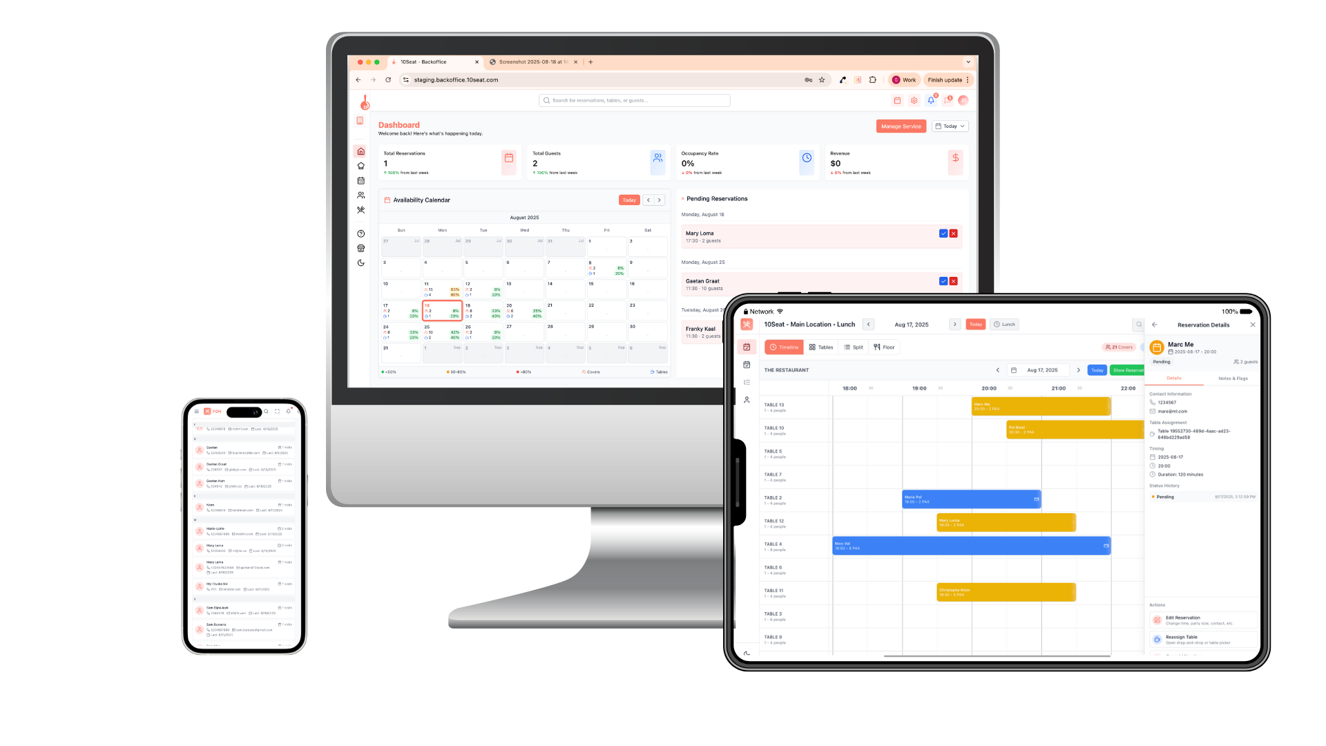 10Seat reservation system on multiple devices
